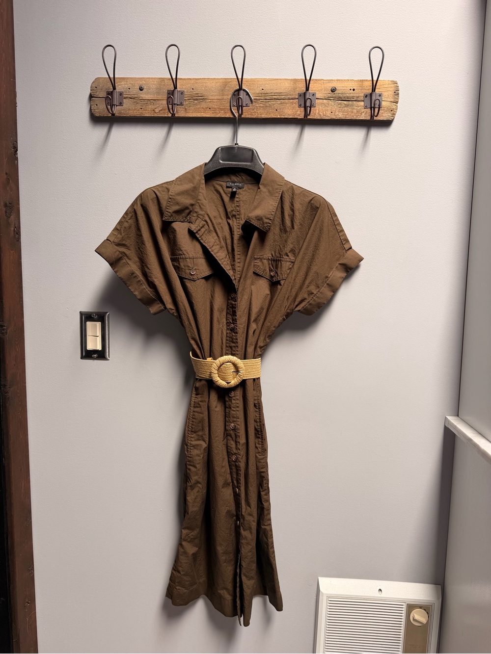 Talbots Brown Short-Sleeve Shirt Midi Dress